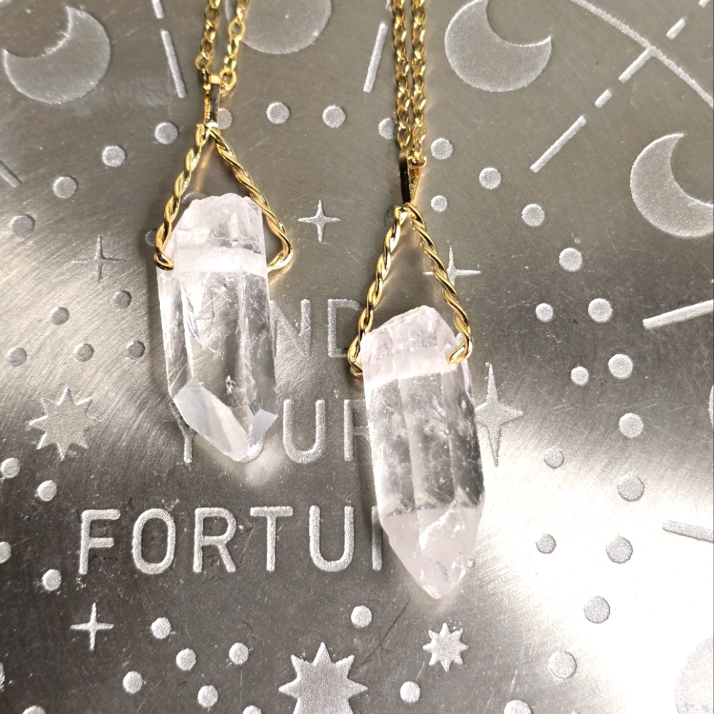 Natural Clear Quartz Point Pendant, Brazil, New